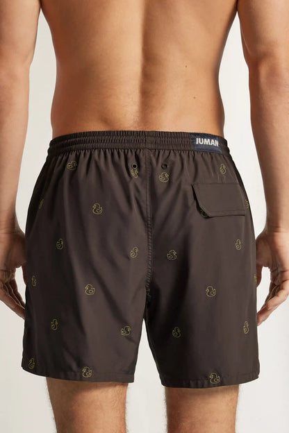 Swim Trunks with Embroidered Ducks