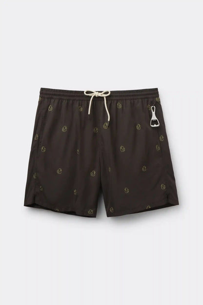 Swim Trunks with Embroidered Ducks