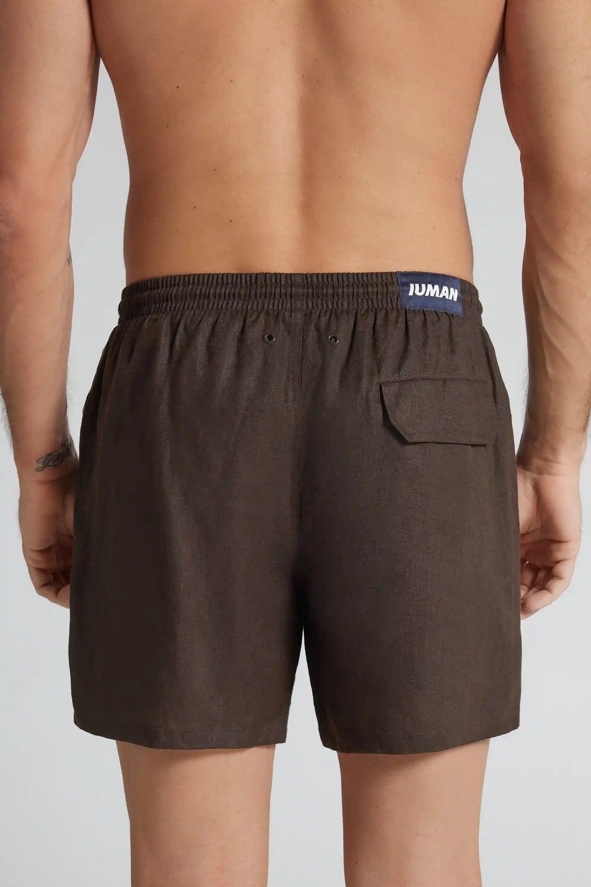 Solid Color 100% Linen Swim Trunks