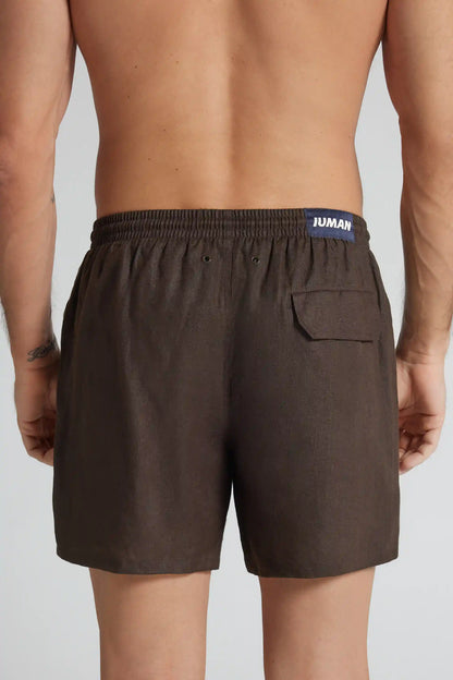 Solid Color 100% Linen Swim Trunks