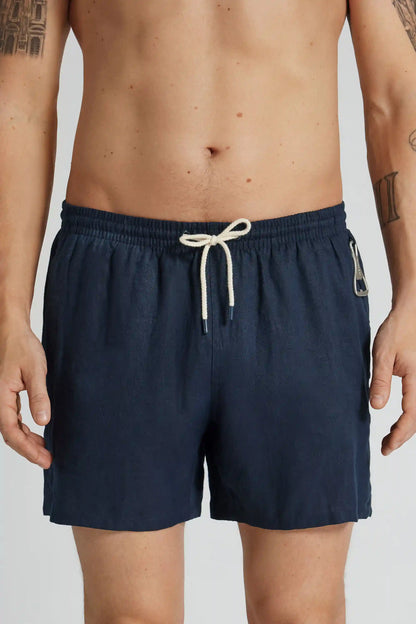 Solid Color 100% Linen Swim Trunks