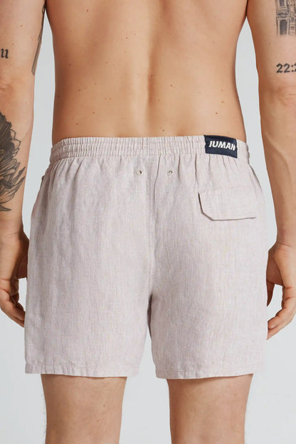 Solid Color 100% Linen Swim Trunks