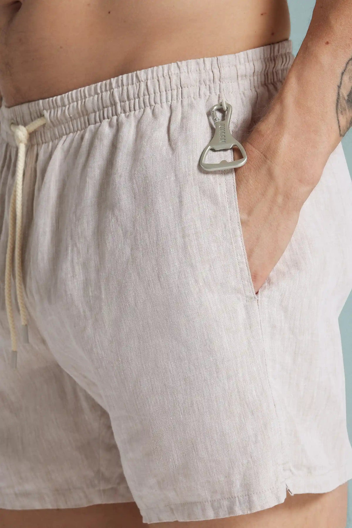 Solid Color 100% Linen Swim Trunks