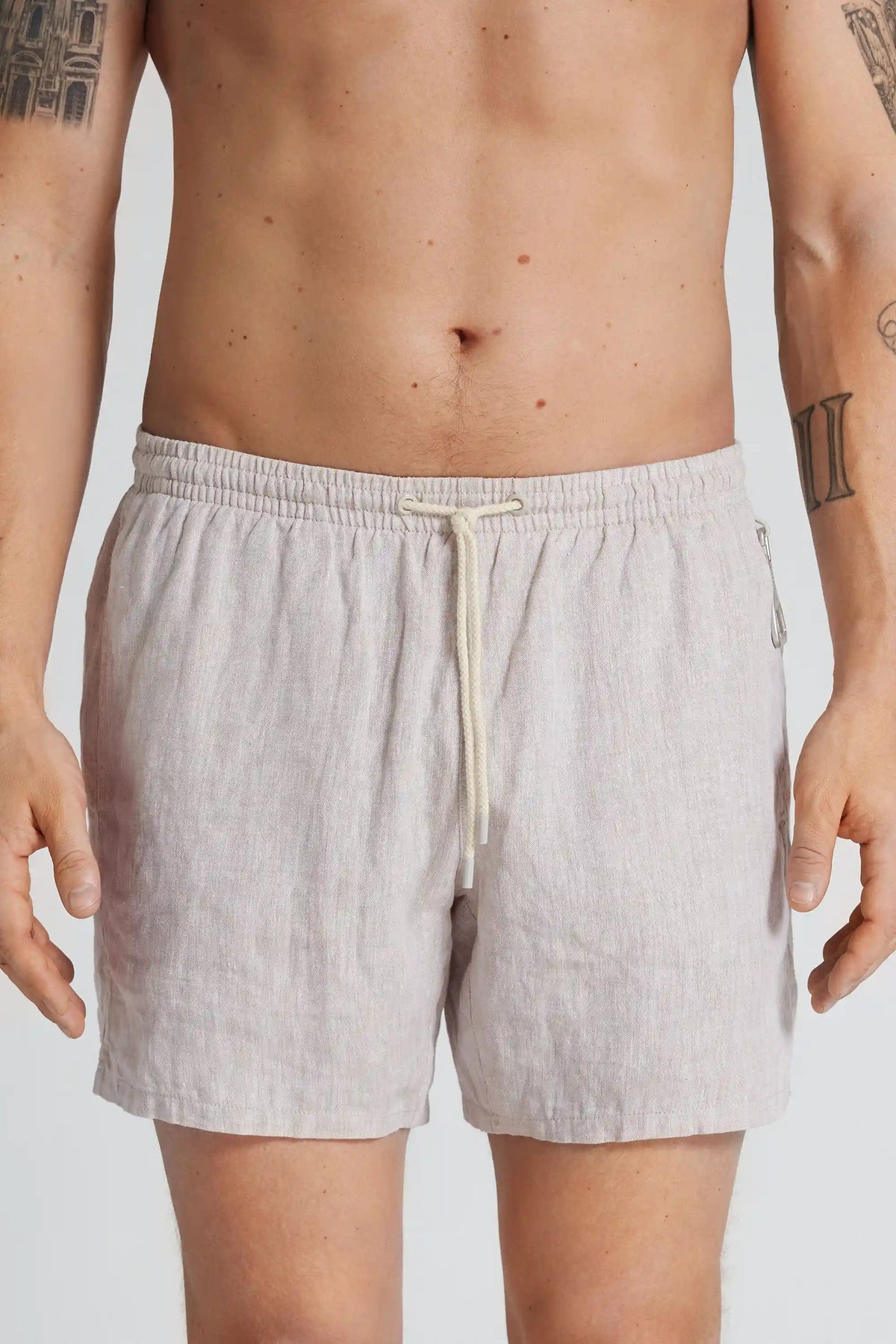 Solid Color 100% Linen Swim Trunks