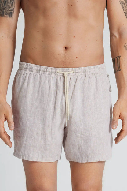 Solid Color 100% Linen Swim Trunks