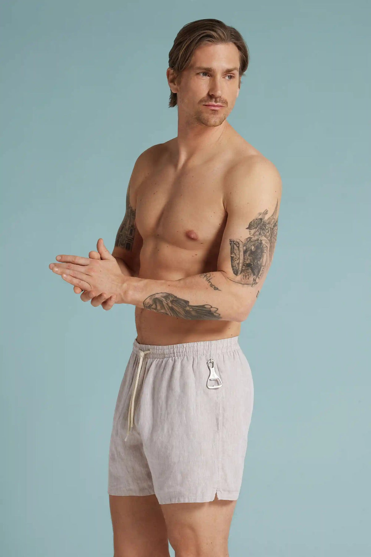 Solid Color 100% Linen Swim Trunks