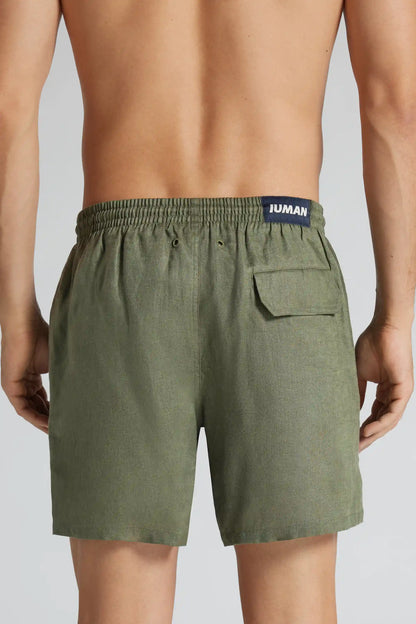 Solid Color 100% Linen Swim Trunks