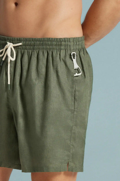Solid Color 100% Linen Swim Trunks