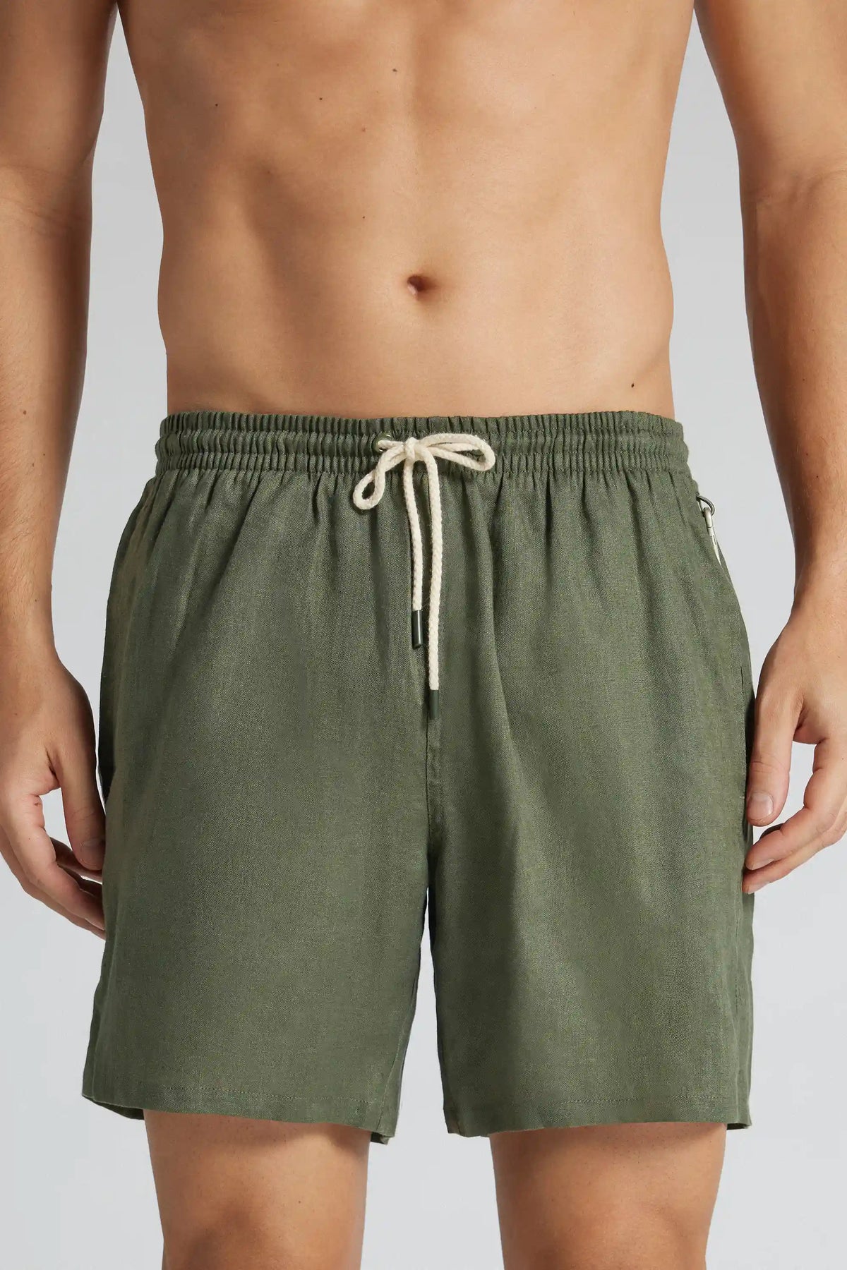 Solid Color 100% Linen Swim Trunks