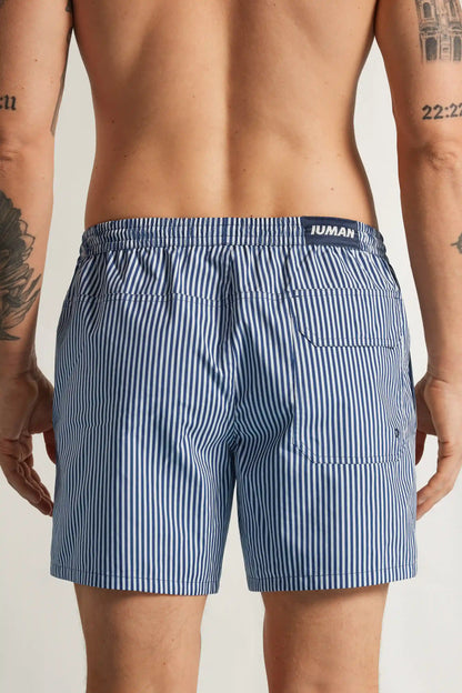 Reversible Striped White/Blue Swim Trunks
