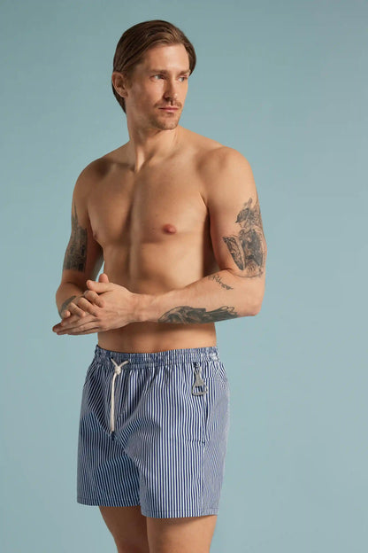 Reversible Striped White/Blue Swim Trunks