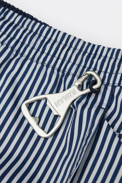 Reversible Striped White/Blue Swim Trunks
