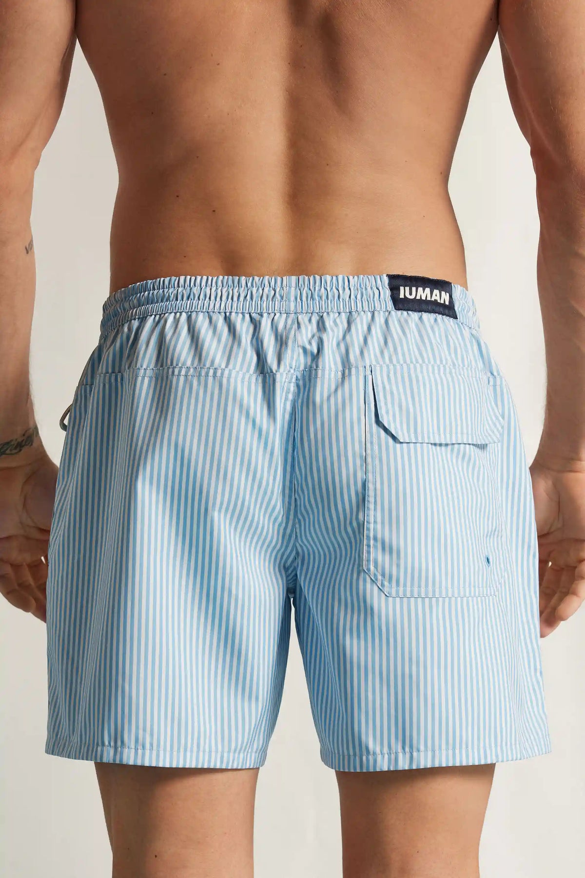 Reversible White/Light Blue Swim Trunks
