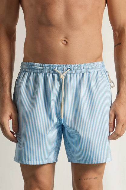 Reversible White/Light Blue Swim Trunks