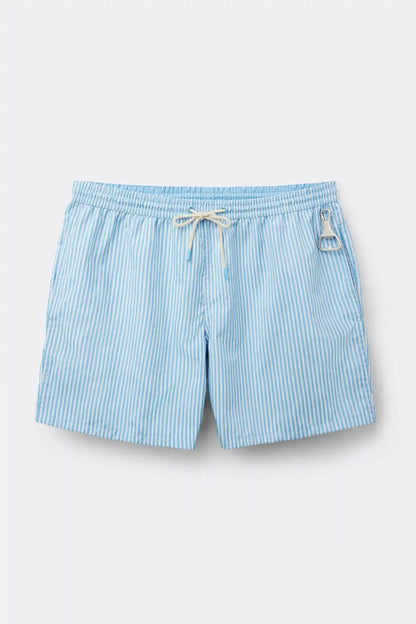 Reversible White/Light Blue Swim Trunks
