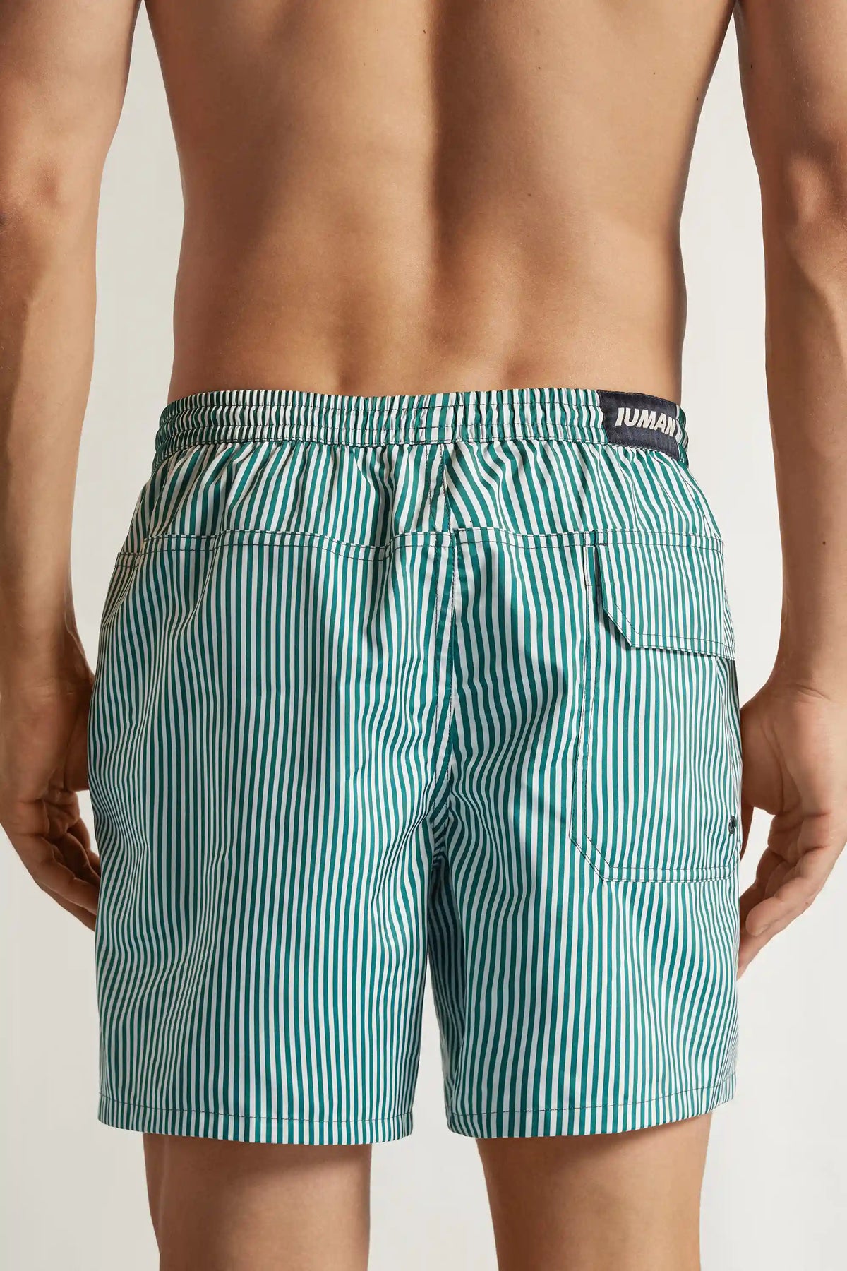 Reversible White/Green Swim Trunks