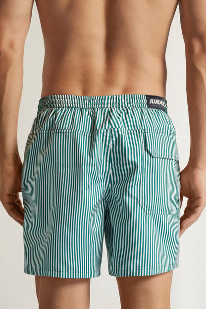 Reversible White/Green Swim Trunks