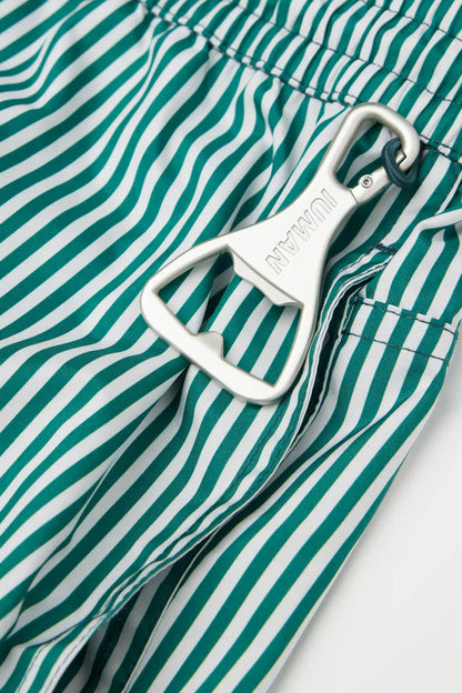 Reversible White/Green Swim Trunks