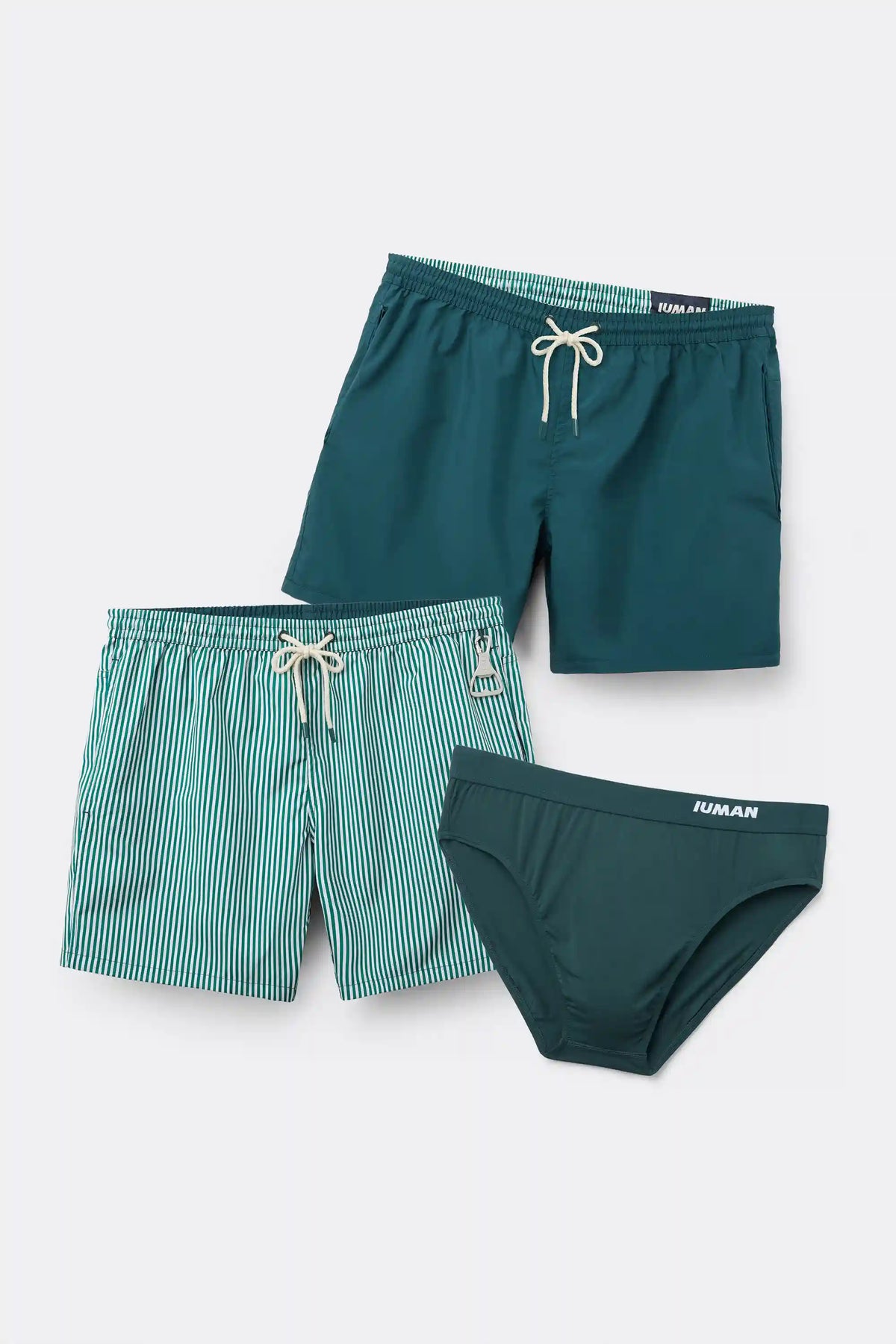Reversible White/Green Swim Trunks