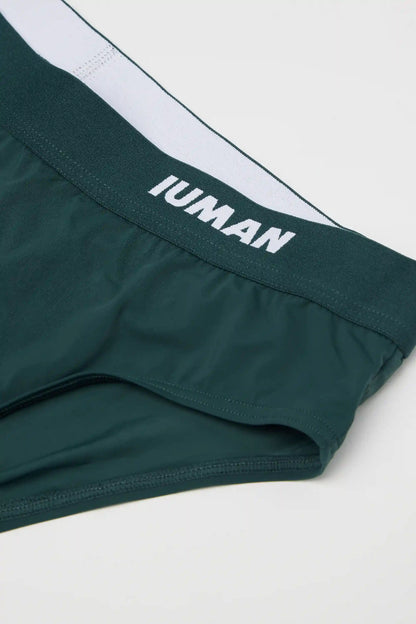 Reversible White/Green Swim Trunks