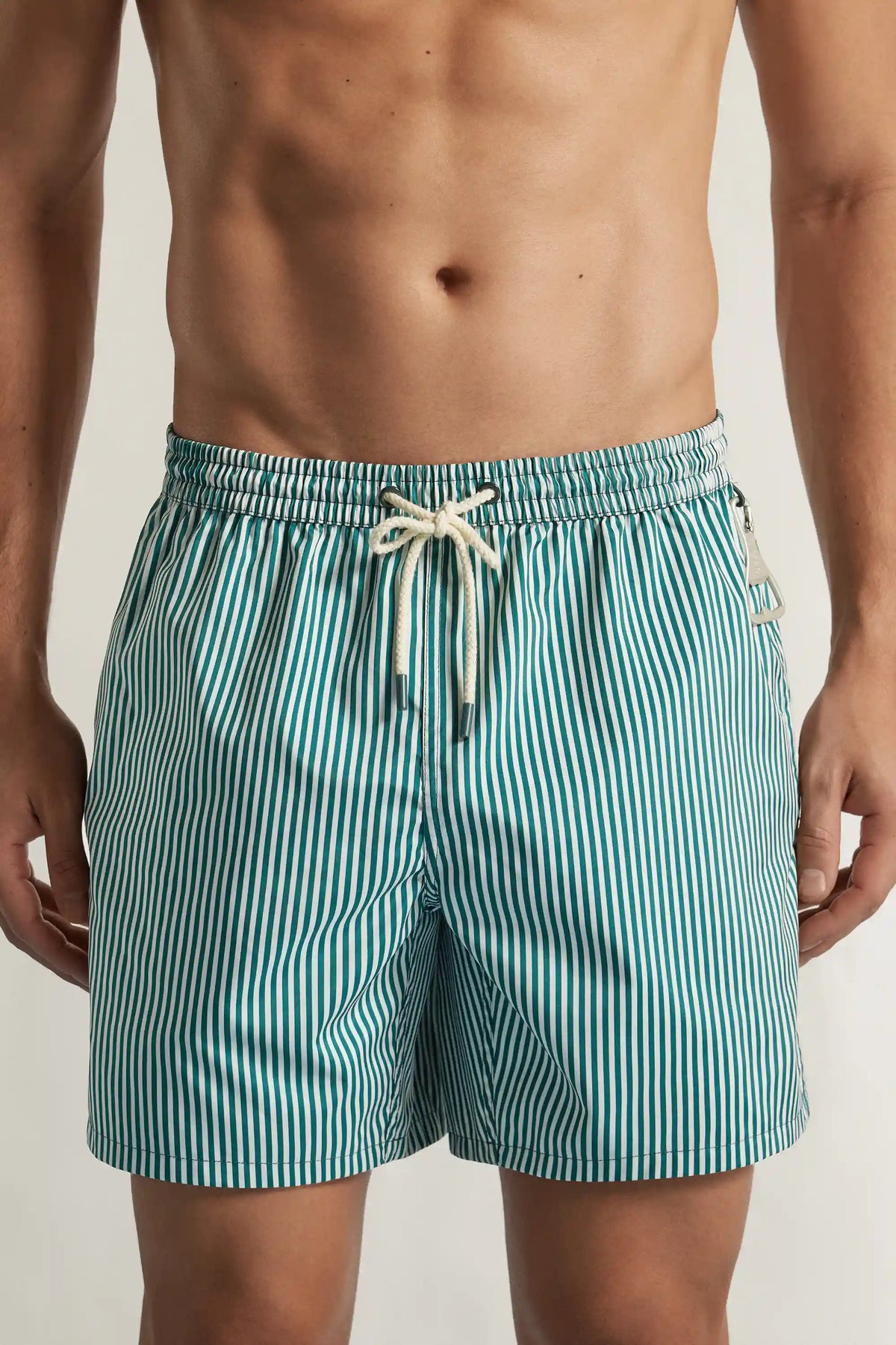 Reversible White/Green Swim Trunks