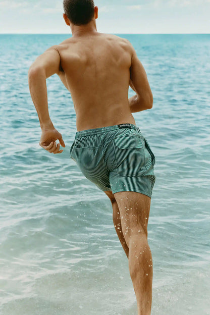 Reversible White/Green Swim Trunks