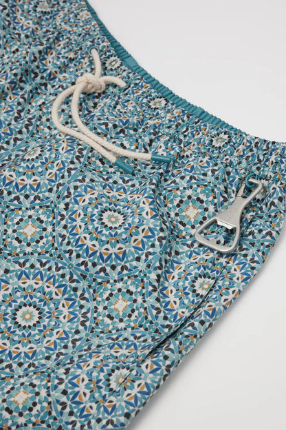 Reversible Multi-Color Mandala Print Swim Trunks