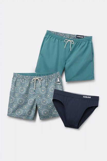 Reversible Multi-Color Mandala Print Swim Trunks