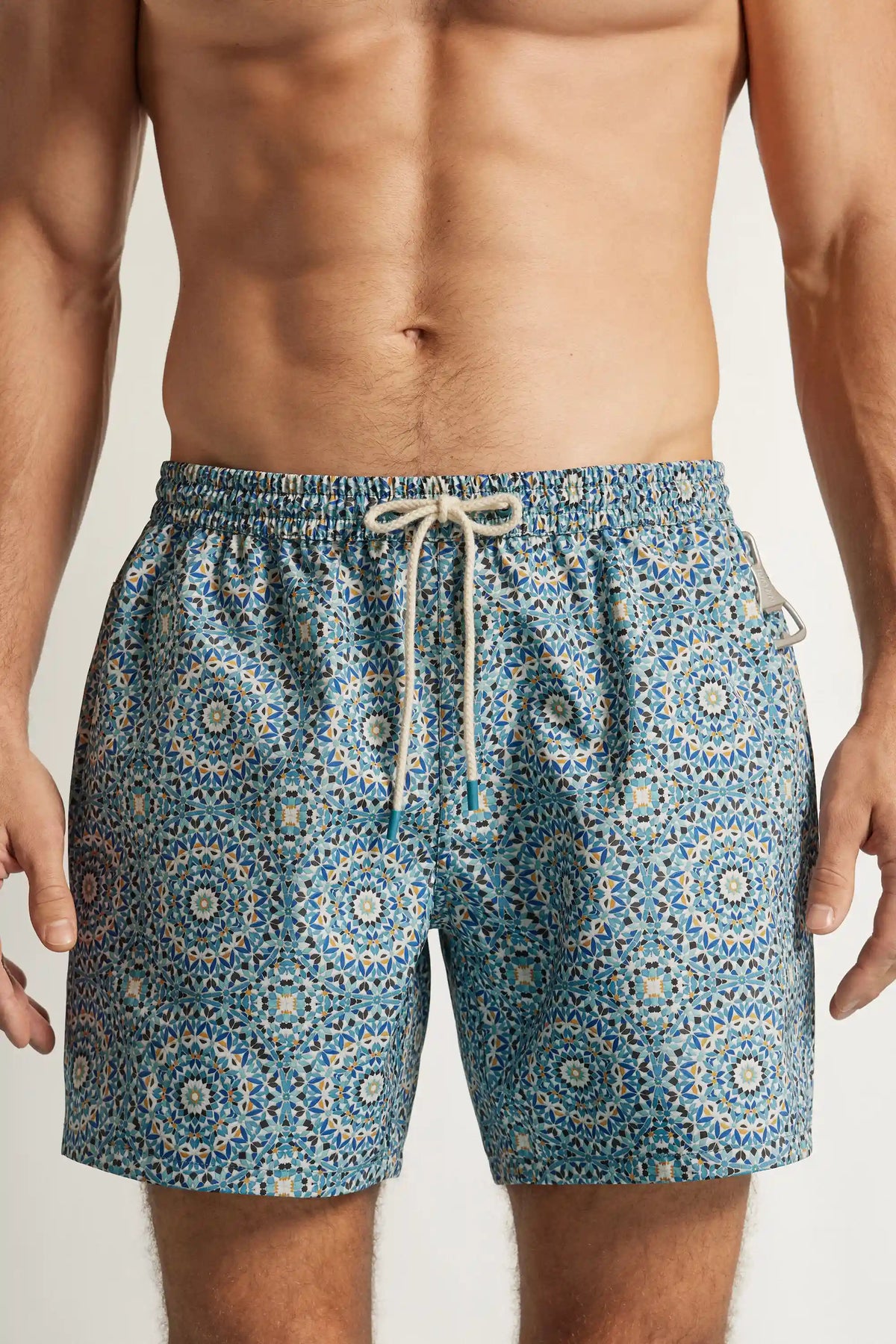 Reversible Multi-Color Mandala Print Swim Trunks