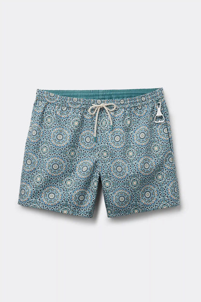 Reversible Multi-Color Mandala Print Swim Trunks