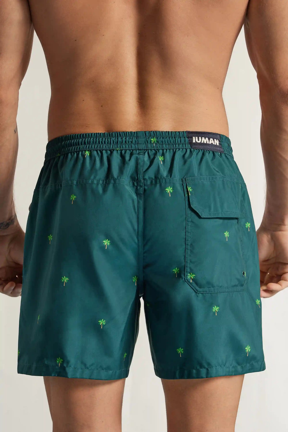 Palm Tree Print Reversible Swim Trunks