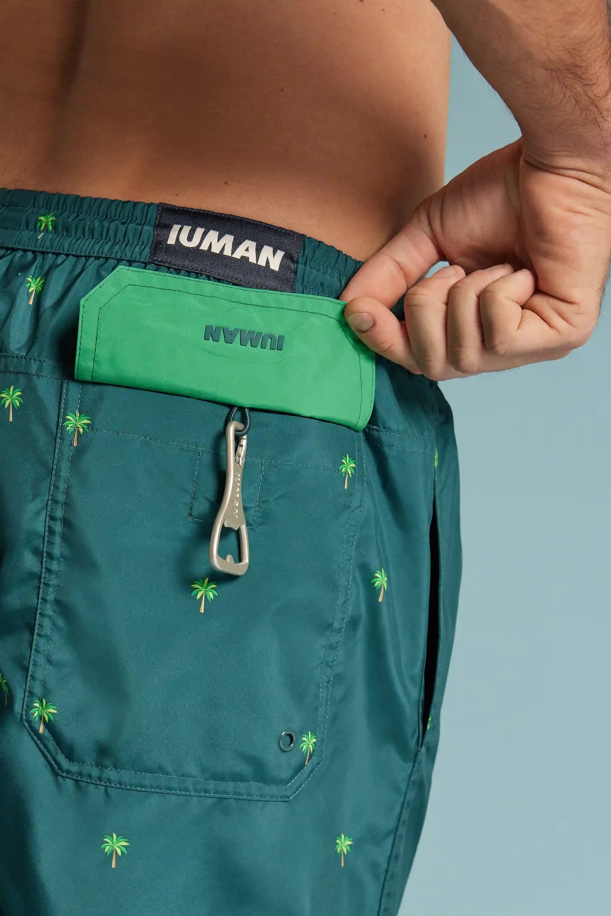 Palm Tree Print Reversible Swim Trunks