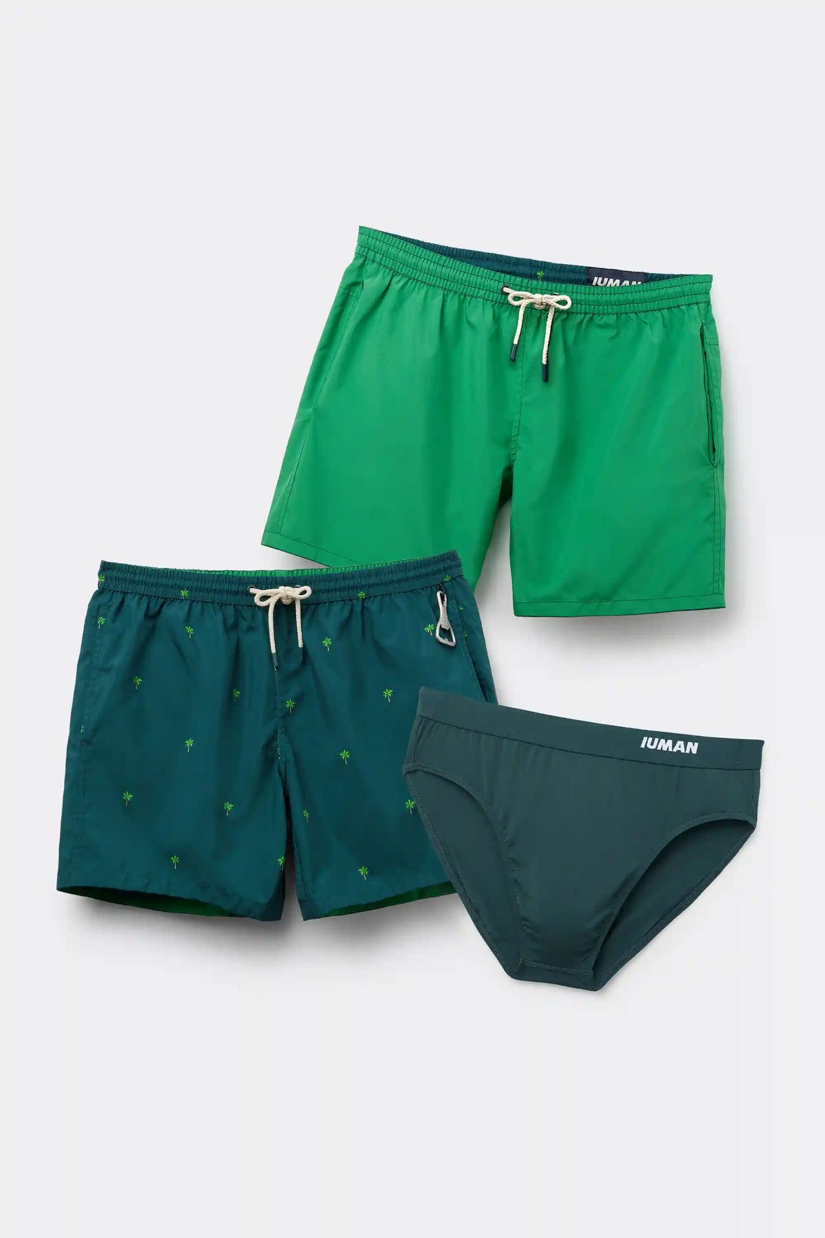 Palm Tree Print Reversible Swim Trunks