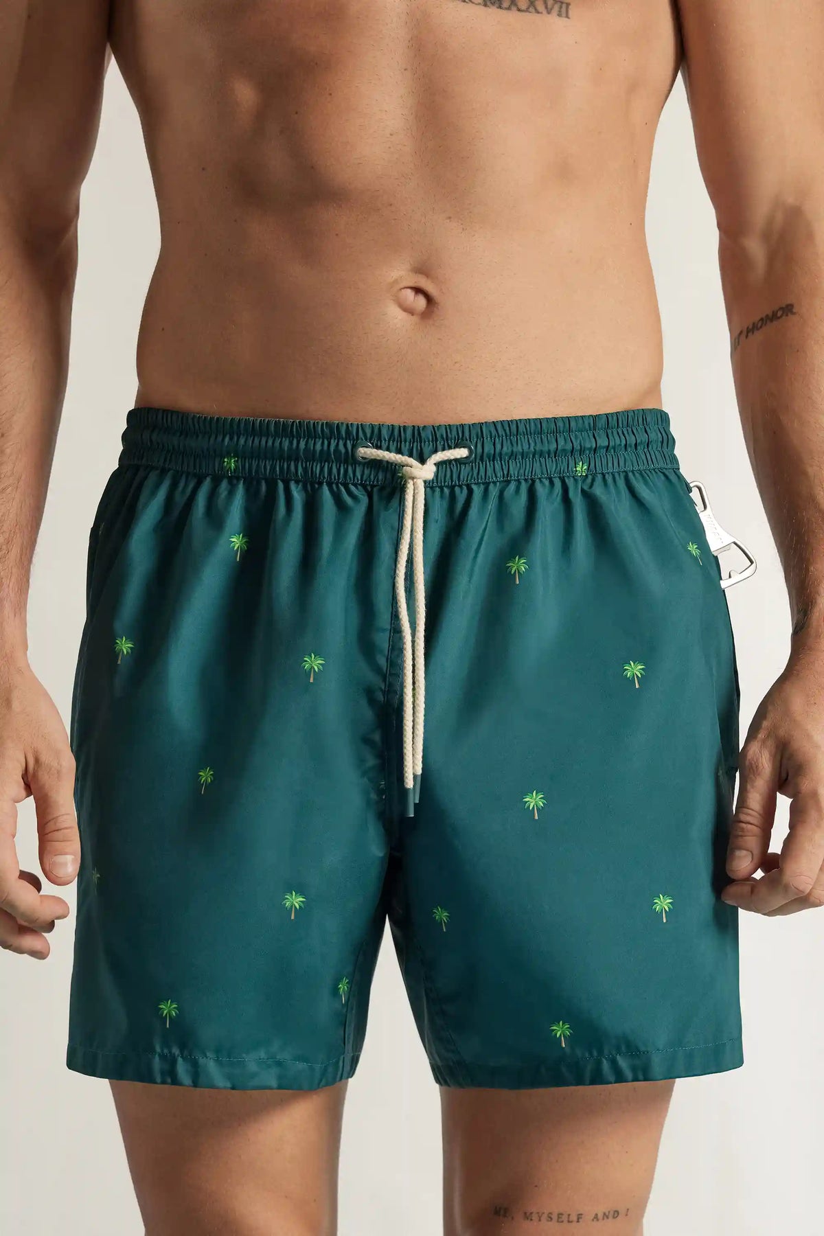 Palm Tree Print Reversible Swim Trunks