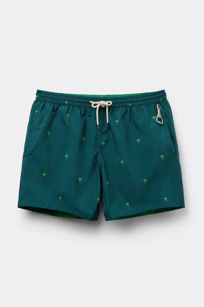 Palm Tree Print Reversible Swim Trunks