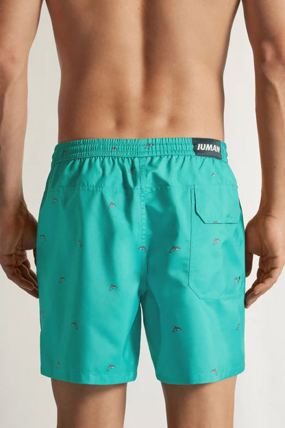 Dolphin Print Reversible Swim Trunks
