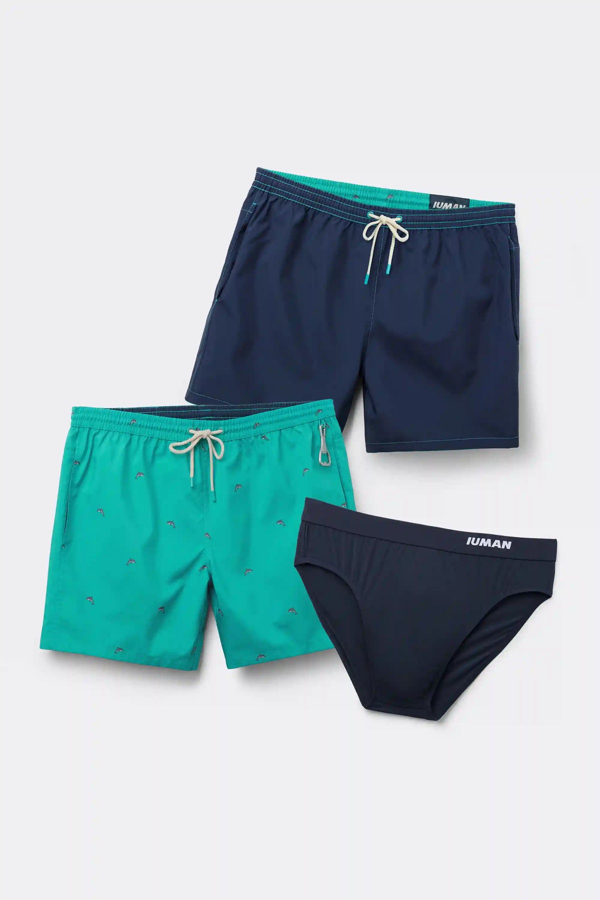 Dolphin Print Reversible Swim Trunks