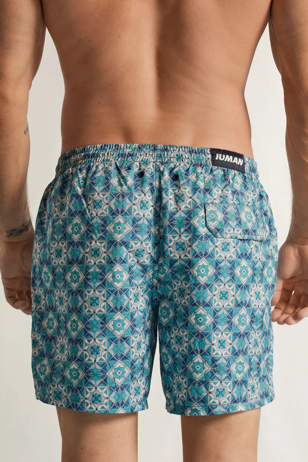Mosaic Tile Print Swim Trunks