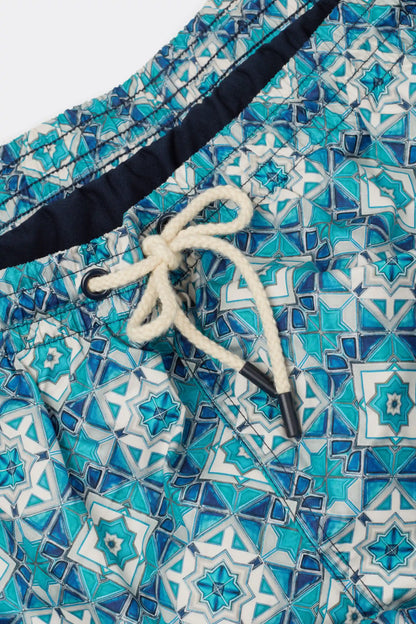 Mosaic Tile Print Swim Trunks