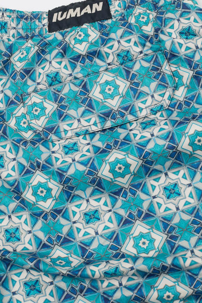 Mosaic Tile Print Swim Trunks