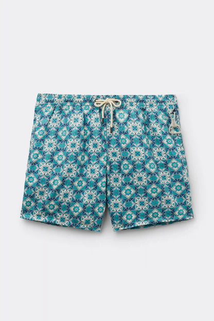 Mosaic Tile Print Swim Trunks