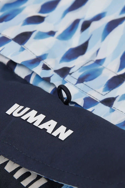 Blue/White Drop Print Swim Trunks