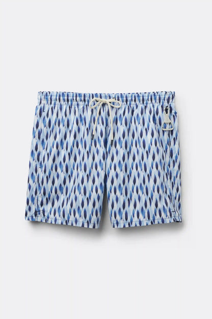 Blue/White Drop Print Swim Trunks