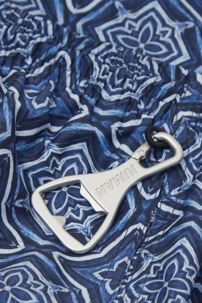 Blue Mosaic Print Swim Trunks