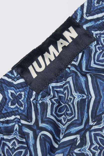 Blue Mosaic Print Swim Trunks