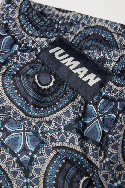 Blue Shaded Mosaic Print Swim Trunks