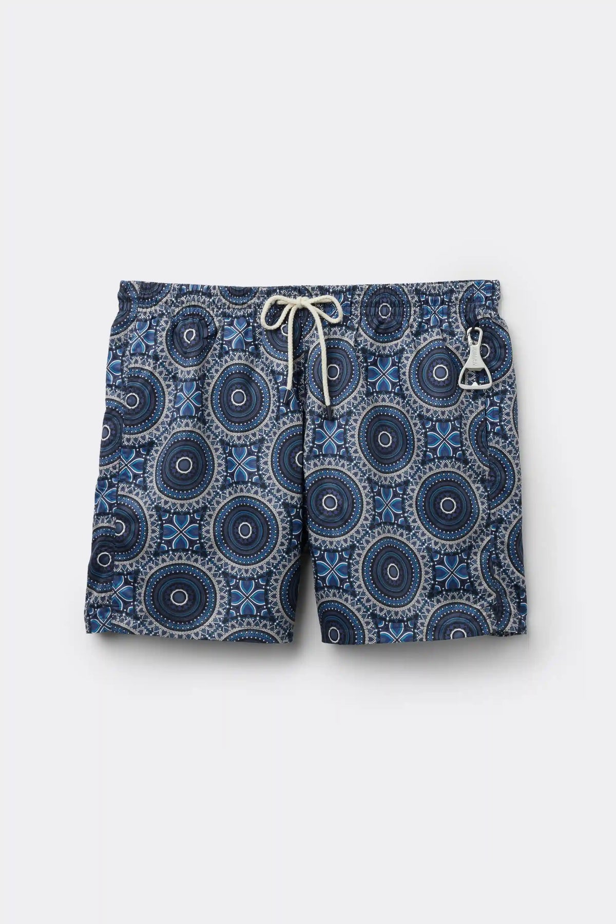 Blue Shaded Mosaic Print Swim Trunks