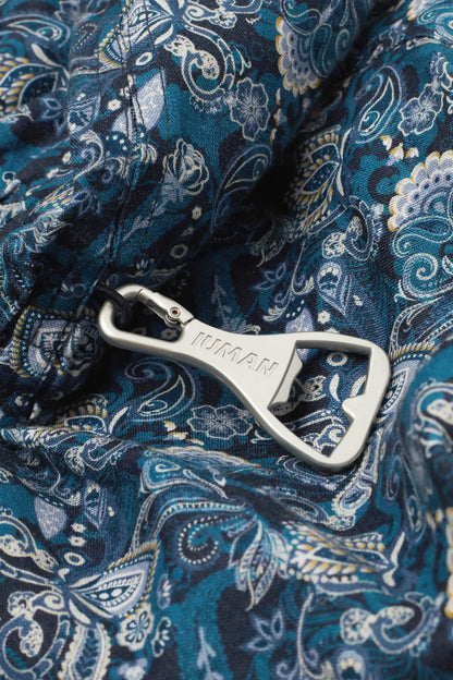 Blue Floral Print 100% Linen Swim Trunks