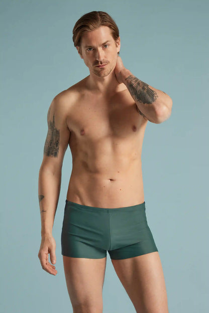 Solid Color Close-Fitting Swim Shorts