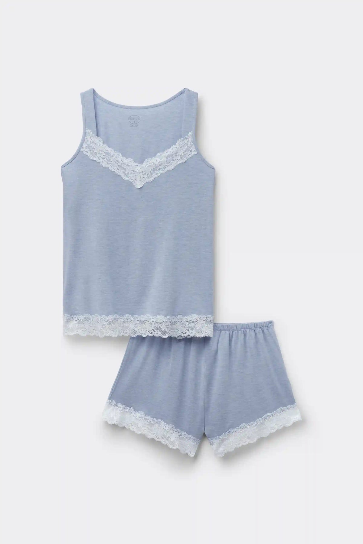 Lace Trim Tank Top Short Pajamas in Modal